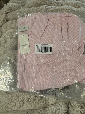 Hollister Light Pink Striped Button-Down Shirt